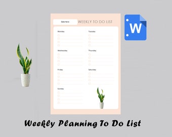 Weekly To Do List Template | To Do List Template | Weekly Planner | To Do List | Weekly Task List | Weekly To-Do List | Digital To Do List