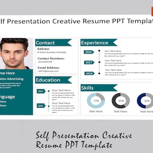 Self Presentation Creative Resume Power Point Template | Bio Template | About Me Template | Self Intro | Self Introduction | CV Template