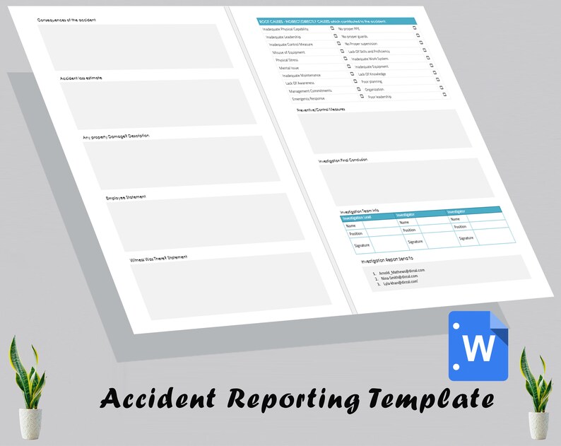 Accident Reporting Template Printable Accident incident - Etsy