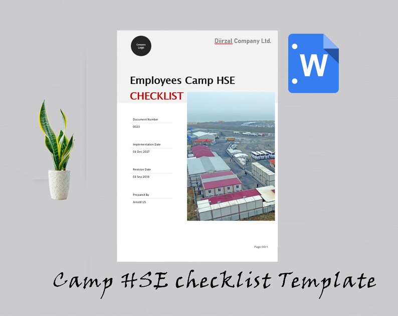 Camp HSE Checklist Template Safety Inspection Form Etsy