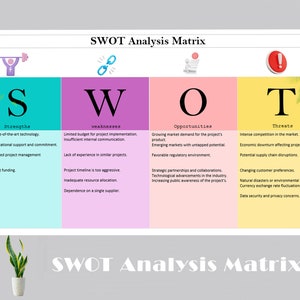 Custom SWOT Analysis Matrix Template for Business Planning | Printable Worksheet for Success | Editable Template| decision-making Template