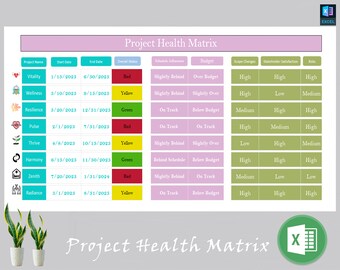 Project Health Matrix Planner | Project Management System | Project Planner | Project Planning | Construction Project Management