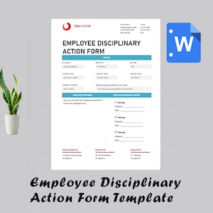 Employee Disciplinary Action | Warning Letter | Human Resource Form | Human Resources | Employee Warning | Disciplinary Form | HR Manager