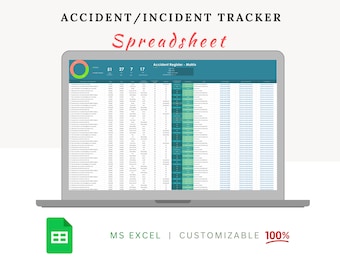 Accident Tracker | Accident Matrix | Incident Register | Health and Safety | Accident Form | Incident Report Form | Hazards Register | HSE