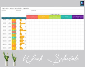 Employees  Schedule Template | Shift Schedule | Employee Timesheet | Staff Schedule | Management Schedule | Employee Organizer