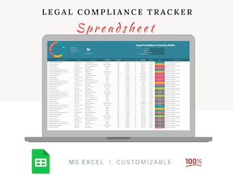 Legal Compliance Tracking Matrix Template | Legal Legislations Tracker | Health and Safety Compliance Tracker | Human Resources Templates