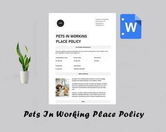 Pets In Working Place Policy | Human Resources Policies | HR Policies and Procedures | HR Polices Manual | Human Resources Manual | HR Forms