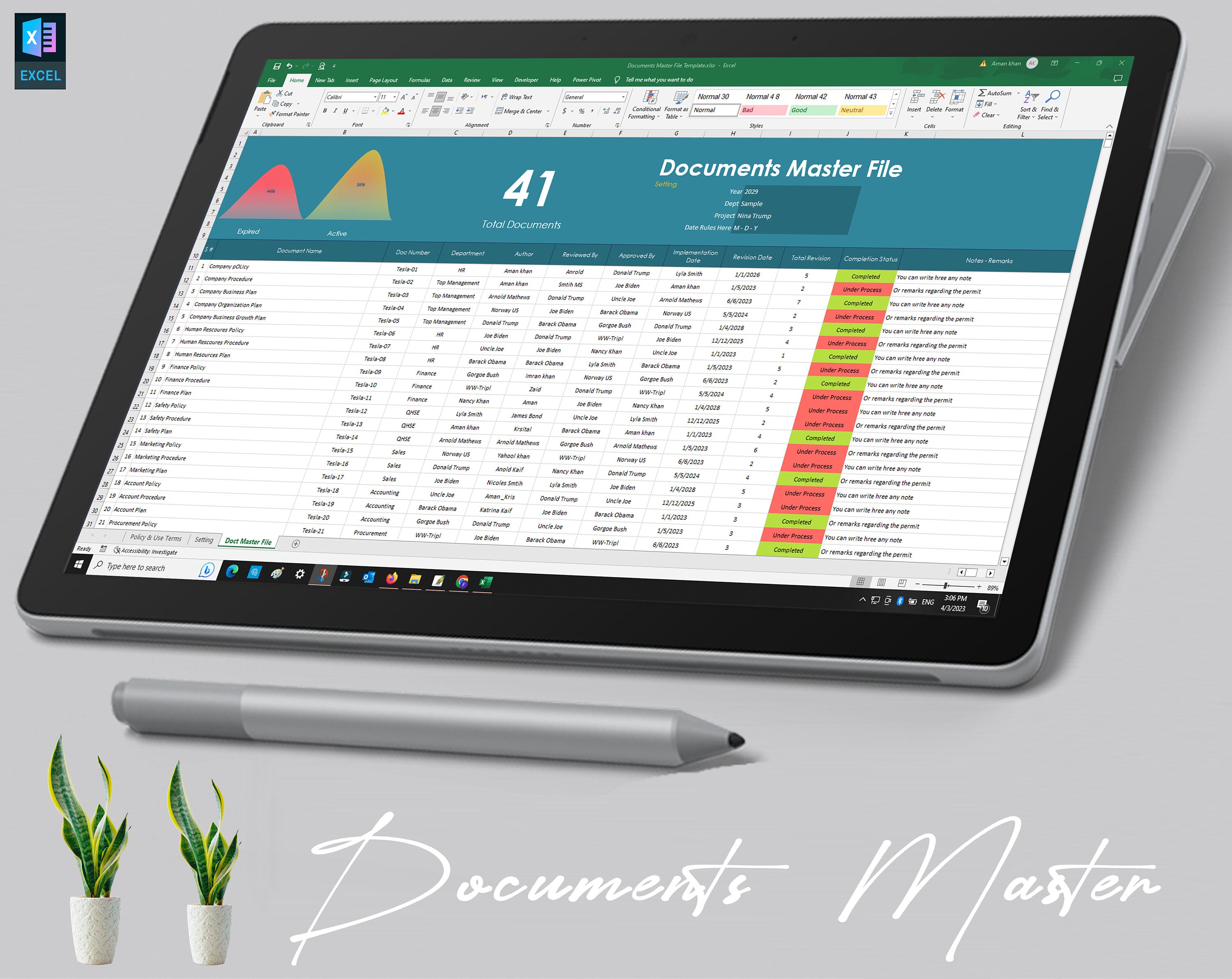 Document Tracking Matrix Template Document Organizer Document Tracker ...