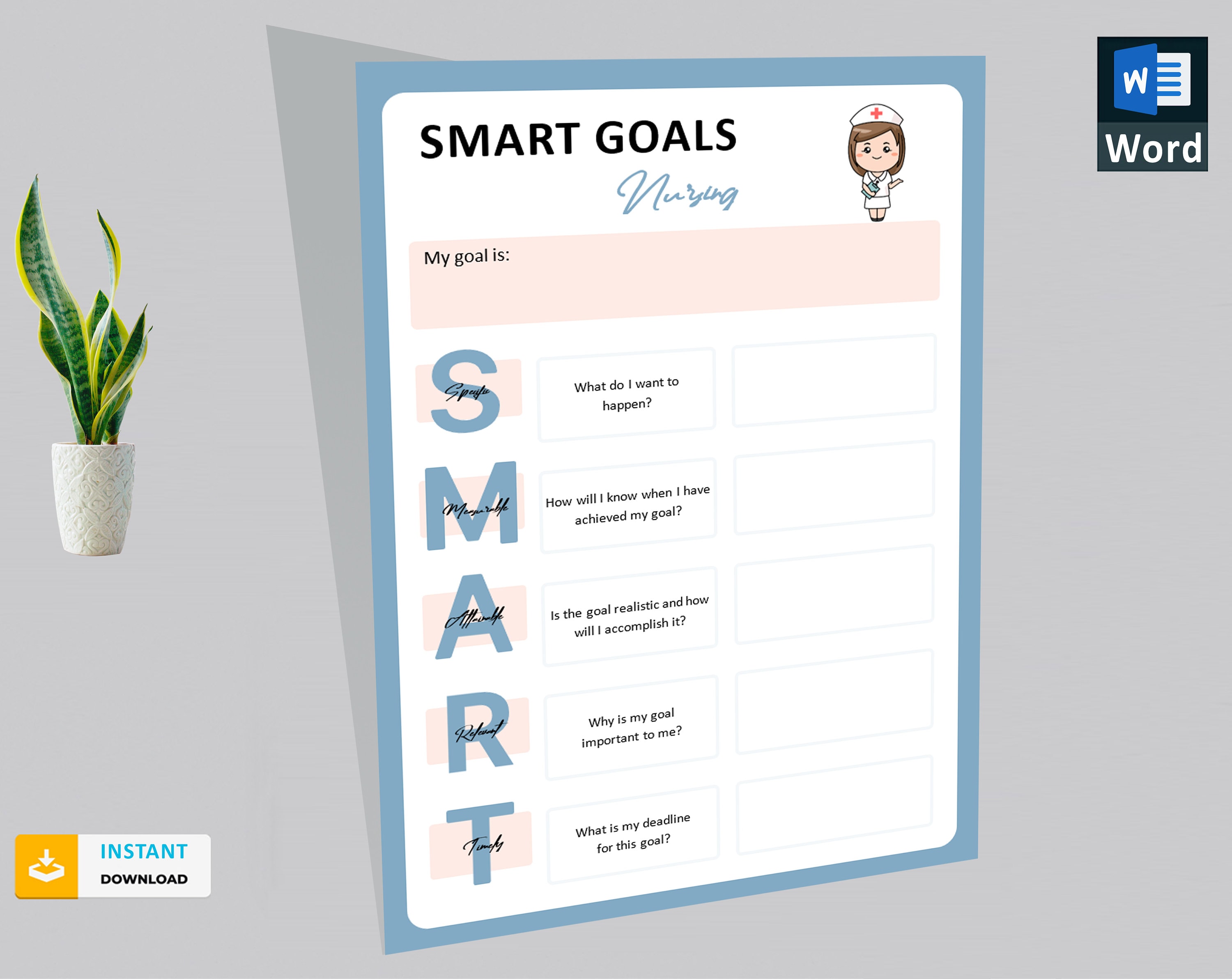 Nurse SMART Goals Template | Nurse Planner | Nursing Notes | Nursing ...