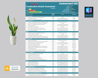Construction Hazard Assessment Checklist Template | Construction Safety | Health and Safety | Safety Checklist | Safety Inspection