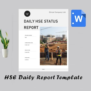 HSE Daily Report Template | Health and Safety | HSE Manager | Safety Forms | Work Health Safety | Construction Safety | Project HSE Plan