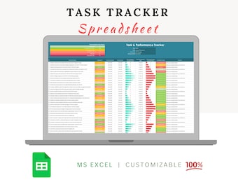 Customizable Task Tracker - Daily Task Tracking Spreadsheet - Daily Task Planner -  Task Organizer - Productivity Planner - Work Planner