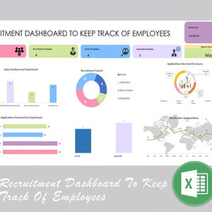 Recruitment Dashboard To Keep Track Of Employees | Recruitment Tracker | Recruiter Tracker | Recruiter Planner | Recruiting | HR Template