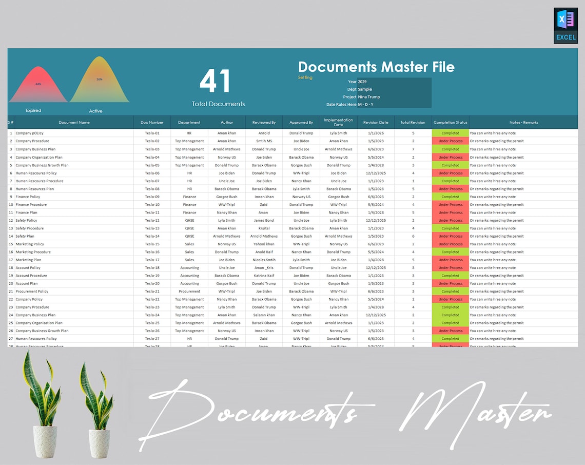 Document Tracking Matrix Template | Document Organizer | Document ...