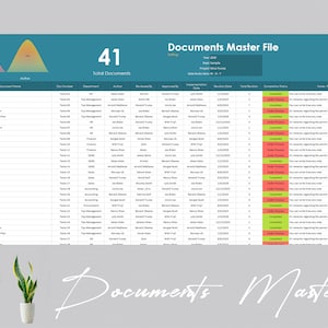 Document Tracking Matrix Template | Document Organizer | Document Tracker | Document Storage | File Organizer | Quality Management System