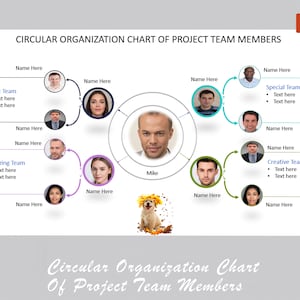 Circular Organization Chart Of Project Team Members | Project Management Excel Template | Project Spreadsheet | Project Planner