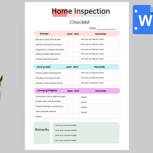 Home Inspection Template | Home Inspection Checklist | New Home Inspection | House Inspection | Home Improvement | House Maintenance