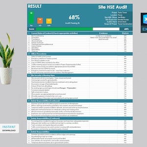 HSE Audit Checklist Template | Safety Assessment Checklist | Construction Site Audit | Safety Checklist | HSE Checklist | Safety Inspection