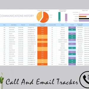 Client Email Tracking Matrix | Client Call Tracker Template | Client Management | Client List | Communication Log | Client Information