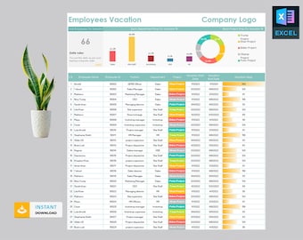 Employees Vacation Planning Template | Human Resources Form | HR Template | HR Excel Spreadsheet | Employee Leave | Leave Tracker | HR Forms