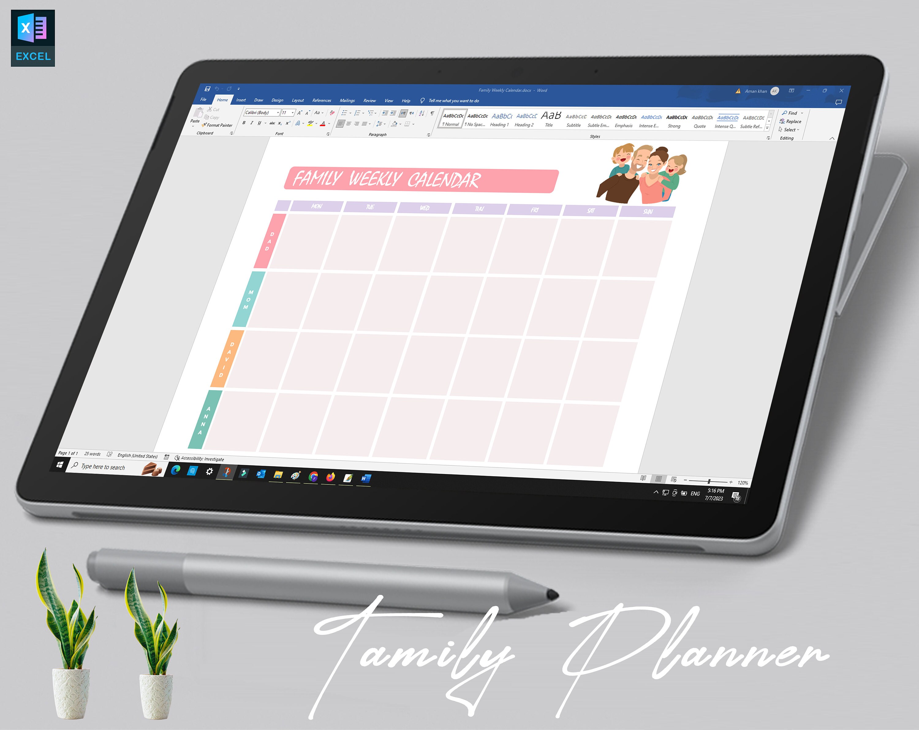 Family Weekly Planner Printable | Family Planner | Family Weekly ...