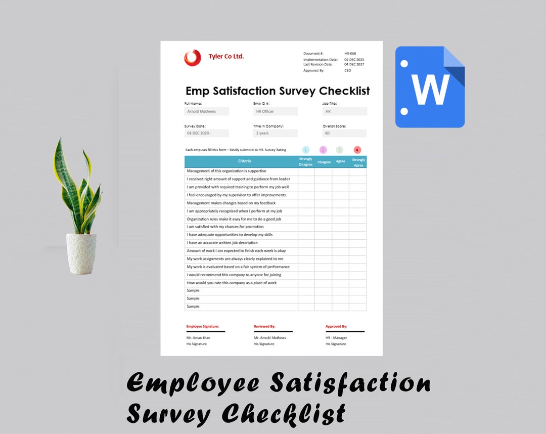 Editable Employee Satisfaction Survey | Job Satisfaction | Employee ...