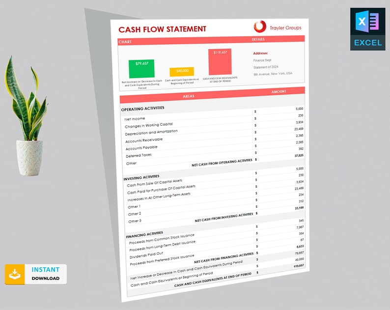 Cash Flow Statement Template Finance Printable Cash Flow Spreadsheet Cash Flow Template ...