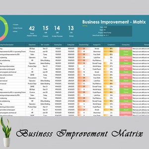 Business Improvement Matrix | Business Process Improvement | Performance Improvement Plan | Business Plan Template | Business Process