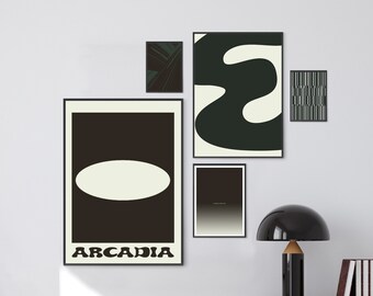 Moderne Grafik Galerie Wand 5er Set, druckbare Kunst, saubere Deko, Sofortiger Download Druck, herunterladbare Drucke, große Poster Kunst