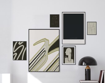 Moderne Grafik Galerie Wand 6er Set, druckbare Kunst Bundle, Sauber, Minimalistisches einfaches Dekor, Sofortiger Download Druck, herunterladbare Drucke
