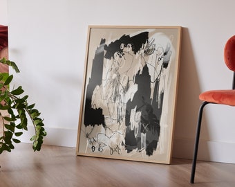 Mehrreihige abstrakte Kunstdruck, druckbare Kunst, zeitgenössisches Dekor, Sofortiger Download Druck, herunterladbare Drucke, große Poster Kunst