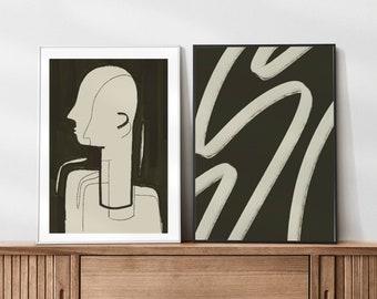 Moderne Grafik Galerie Wand 2er Set, druckbare Kunst Bundle, Sauber, Minimal einfache Dekor, Sofortiger Download Druck, herunterladbare Drucke