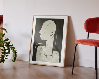 Abstraktes Portrait Grafik Wanddruck, druckbare Kunst, moderne, minimalistisches Dekor, Sofortiger Download Druck, herunterladbares Poster