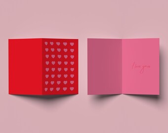 Herzen Valentinstagskarte, druckbare Karten, moderne zeitgenössische Instant Digital Download, Liebhaber herunterladbare Karten, Galentiner