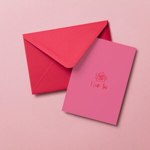 Rosa 'Te Amo por Siempre y Siempre' Tarjeta de San Valentín, Tarjetas Imprimibles, Moderno Contemporáneo Descarga Digital Instantánea, Tarjeta Descargable
