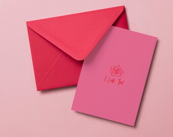Rose "I Love You Forever and Ever" Karte zum Ausdrucken, druckbare Karten, moderne zeitgenössische Sofort-Download, herunterladbare Karte