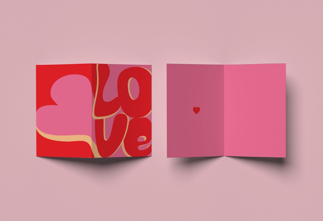 LOVE Valentine's Day Card, Printable Cards, Modern Contemporary Instant ...