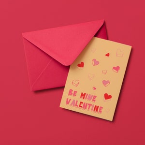 Candy Heart "Be Mine, Valentine" Tarjeta de San Valentín, Tarjetas imprimibles de amor, Descarga digital instantánea, Tarjetas descargables para amantes, Galentinos