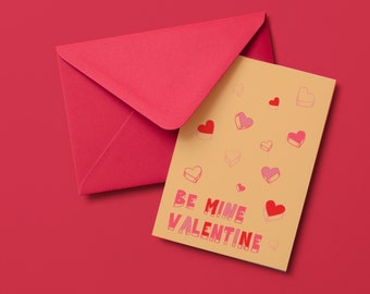 Candy Heart "Be Mine,Valentine", Valentinstagskarte, Liebe druckbare Karten, Sofortiger Digitaler Download, Liebhaber herunterladbare Karten, Galentiner
