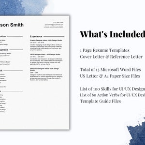 Simple UI/UX Designer Resume Template | Cover Letter and References for ...