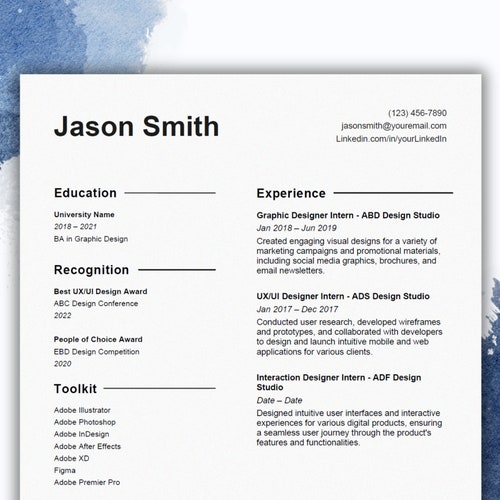 Infographic Resume / CV Template for UI/UX Developer and - Etsy image.