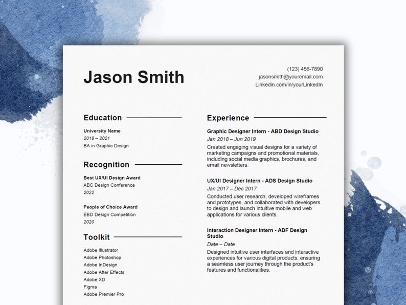 Simple UI/UX Designer Resume Template | Cover Letter and References for ...