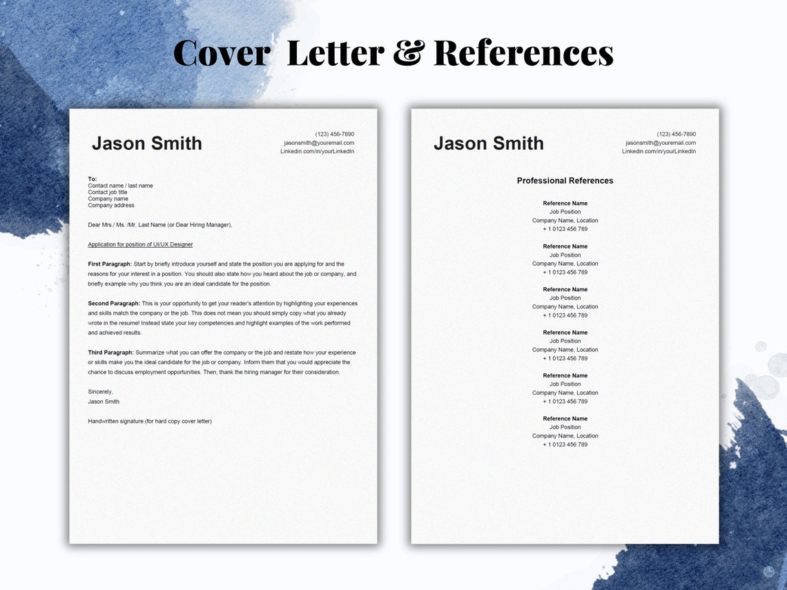 Simple UI/UX Designer Resume Template | Cover Letter and References for ...