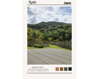 Sogenchi Teien Garden Kyoto Japan Satin Poster 12x18  | Japanese Wall Art | Kyoto Temple Garden Picture Print