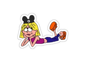 Inspired Cartoon Lizzie McGuire Wearing Mouse Ears Die-Cut Sticker | D Channel 2000's Lizzie McGuire Vinyl Die-Cut Sticker