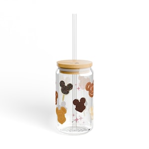 Mickey Shaped Food Sipper Glass, 16oz | Mickey Food Coffee Glass Cup | Disney Coffee Glass Cup | Disney Park Snack Glass Tumbler