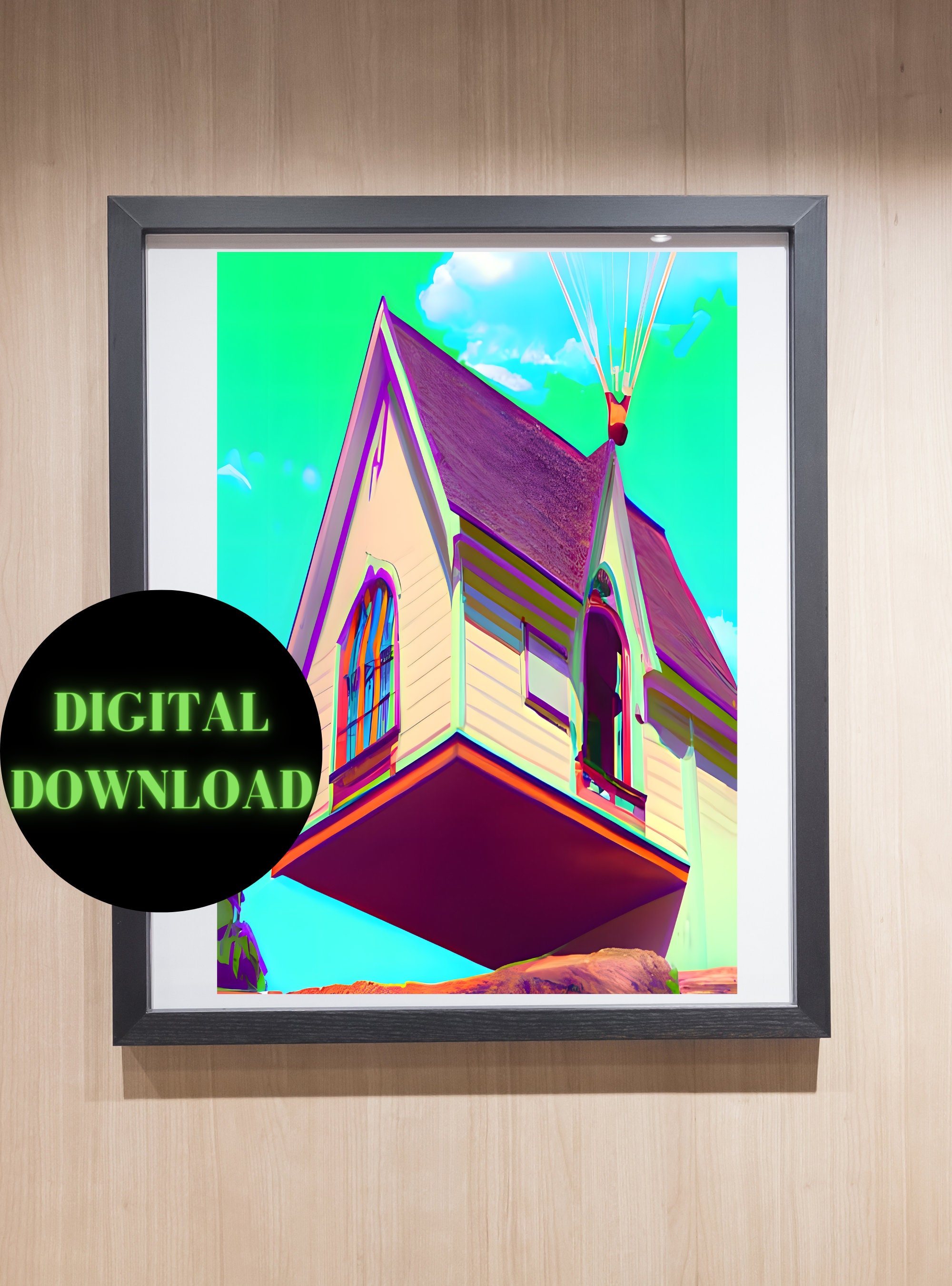 Dreamcore Flying House Aesthetic Home Decor and Digital 