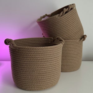Cotton cord basket for storage, space organization and cozy interior, home decor Christmas gift
