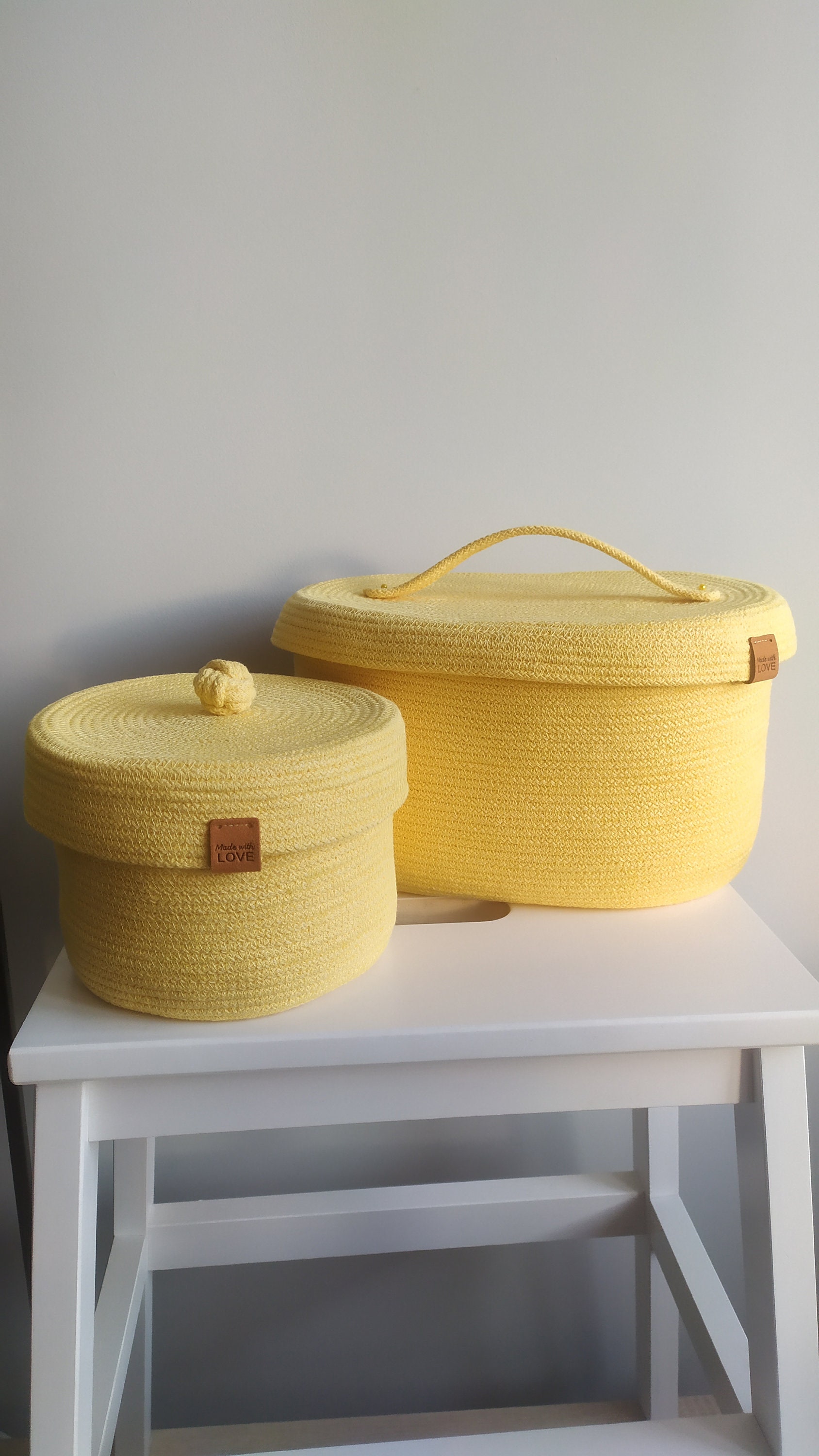 Cotton Rope Basket With Lid for Storage Space Organization Etsy