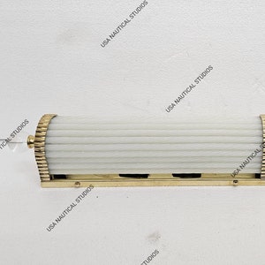 Art Deco Vintage Wall Sconce Light, Brass & Frosted White Glass Rod, Ship-Inspired Fixture, Elegant Home Decor
